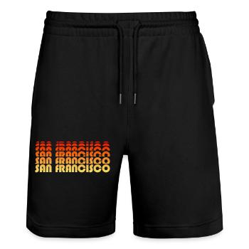 San Francisco Gradient Sunset - Stanley/Stella Unisex Bio Joggingshorts Trainer  - Schwarz - Vorne - Nik (191cm) & Marisol (170cm)