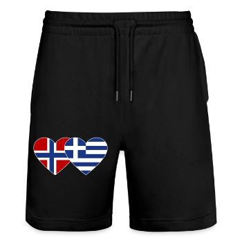 Norvège Grèce Flag Coeur - Short de jogging bio TRAINER Stanley/Stella unisexe - noir - Devant - Nik (191cm) & Marisol (170cm)