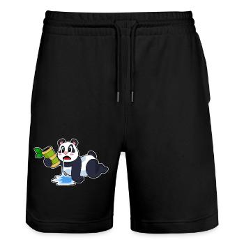 Panda Bamboo - Stanley/Stella Trainer Unisex Organic Jogging Shorts - black - Front - Nik (191cm) & Marisol (170cm)