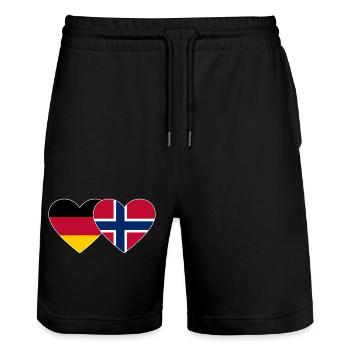 Allemagne Norvège Flag Coeur - Short de jogging bio TRAINER Stanley/Stella unisexe - noir - Devant - Nik (191cm) & Marisol (170cm)