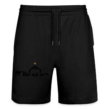 Krippe - Stanley/Stella Unisex Bio Joggingshorts Trainer  - Schwarz - Vorne - Nik (191cm) & Marisol (170cm)