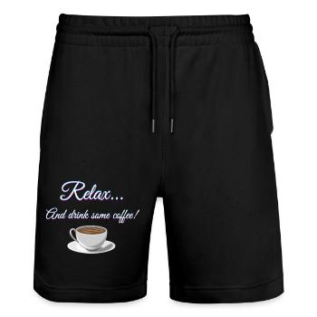 Entspannen... Und trinken Sie einen Kaffee! - Stanley/Stella Unisex Bio Joggingshorts Trainer  - Schwarz - Vorne - Nik (191cm) & Marisol (170cm)