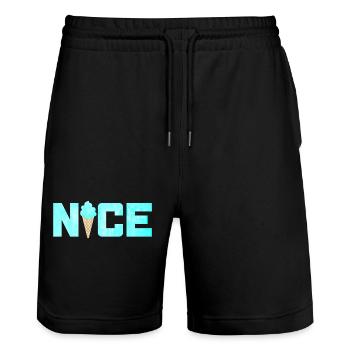 Nice Eis Icecream Eiscreme Sommer Urlaub Fun Fan - Stanley/Stella Unisex Bio Joggingshorts Trainer  - Schwarz - Vorne - Nik (191cm) & Marisol (170cm)