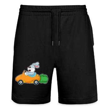 Voiture Lapin - Short de jogging bio TRAINER Stanley/Stella unisexe - noir - Devant - Nik (191cm) & Marisol (170cm)