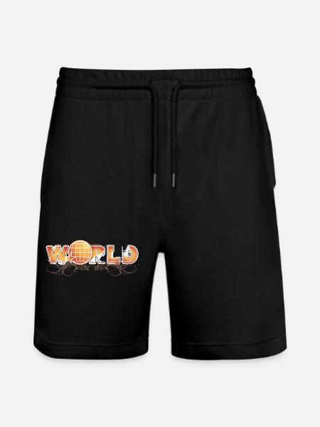 WORLD LOGO verziert - Stanley/Stella Unisex Bio Joggingshorts Trainer - Schwarz