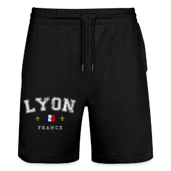 Lyon France - Short de jogging bio TRAINER Stanley/Stella unisexe - noir - Devant - Nik (191cm) & Marisol (170cm)