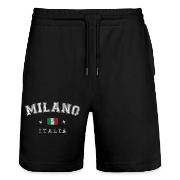 Milano Italia - Stanley/Stella Trainer Unisex Organic Jogging Shorts - black - Front - Nik (191cm) & Marisol (170cm)