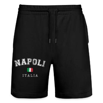 Napoli Italy - Stanley/Stella Trainer Unisex Organic Jogging Shorts - black - Front - Nik (191cm) & Marisol (170cm)