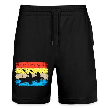 Retro Kayaking - Kayaking - Canoeing & Rowing - Stanley/Stella Trainer Unisex Organic Jogging Shorts - black - Front - Nik (191cm) & Marisol (170cm)