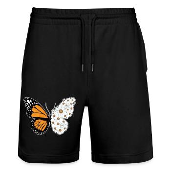Butterfly Daisies - Stanley/Stella Trainer Unisex Organic Jogging Shorts - black - Front - Nik (191cm) & Marisol (170cm)