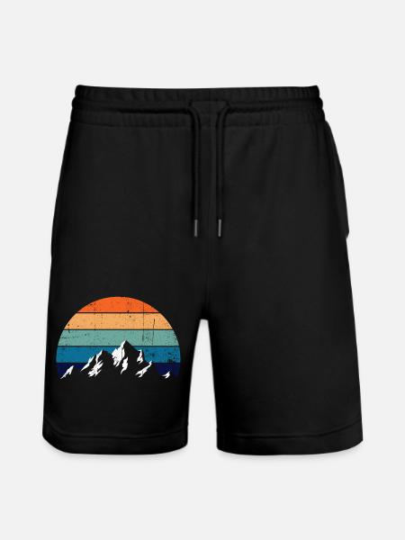 Retro Mountain Sunset Gradient - Stanley/Stella Unisex Bio Joggingshorts Trainer - Schwarz