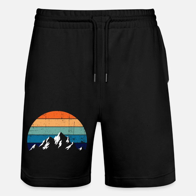 Retro Mountain Sunset Gradient - Stanley/Stella Trainer Unisex Organic Jogging Shorts - black