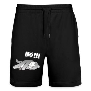 Schlafende Katze Nö!!! Nein Meinungsstabil - Stanley/Stella Unisex Bio Joggingshorts Trainer  - Schwarz - Vorne - Nik (191cm) & Marisol (170cm)