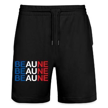 BEAUNE Frankreich France - Stanley/Stella Trainer Unisex Organic Jogging Shorts - black - Front - Nik (191cm) & Marisol (170cm)