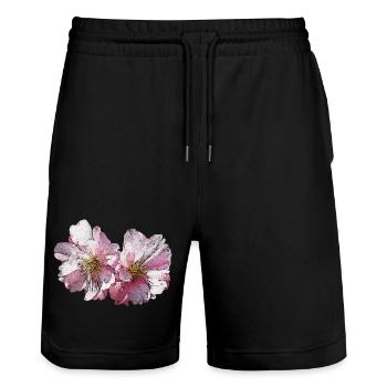 hübsche blumen fotos, japanische Kirschblüte - Stanley/Stella Unisex Bio Joggingshorts Trainer  - Schwarz - Vorne - Nik (191cm) & Marisol (170cm)