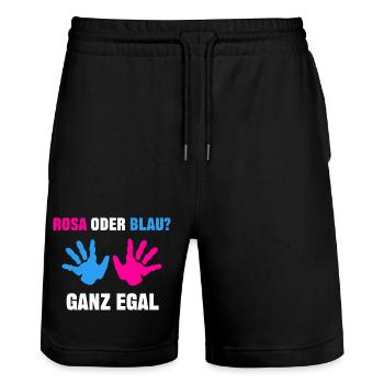 Mama Schwangerschaft Baby Statement Schwanger - Stanley/Stella Unisex Bio Joggingshorts Trainer  - Schwarz - Vorne - Nik (191cm) & Marisol (170cm)