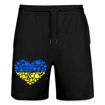 Ukraine - Stanley/Stella Trainer Unisex Organic Jogging Shorts - black - Front - Nik (191cm) & Marisol (170cm)