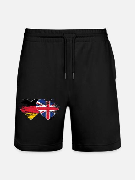 Allemagne Royaume-Uni drapeau utilisé coeur - Short de jogging bio TRAINER Stanley/Stella unisexe - noir