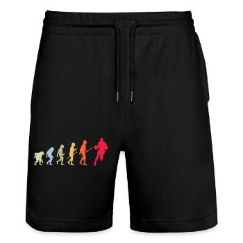 Basketball Basketball Player Evolution Vintage - Stanley/Stella Trainer Unisex Organic Jogging Shorts - black - Front - Nik (191cm) & Marisol (170cm)