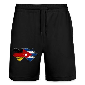 Allemagne Drapeau de Cuba utilisé coeur - Short de jogging bio TRAINER Stanley/Stella unisexe - noir - Devant - Nik (191cm) & Marisol (170cm)