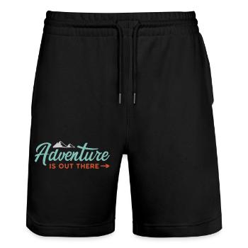 Adventure is Out There - Stanley/Stella Trainer Unisex Organic Jogging Shorts - black - Front - Nik (191cm) & Marisol (170cm)