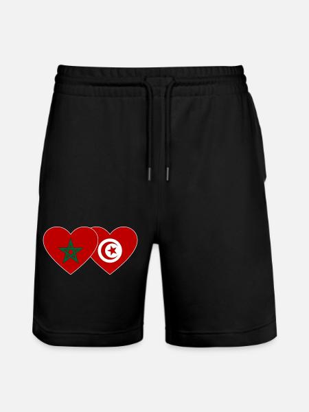 Morocco Tunisia Flag Heart - Stanley/Stella Trainer Unisex Organic Jogging Shorts - black