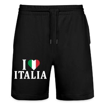 t-shirt I love Italy flag t-shirt idée cadeau - Short de jogging bio TRAINER Stanley/Stella unisexe - noir - Devant - Nik (191cm) & Marisol (170cm)