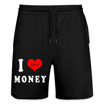 Ich liebe Geld - Stanley/Stella Unisex Bio Joggingshorts Trainer  - Schwarz - Vorne - Nik (191cm) & Marisol (170cm)