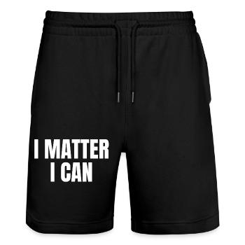 I matter, I can - Short de jogging bio TRAINER Stanley/Stella unisexe - noir - Devant - Nik (191cm) & Marisol (170cm)