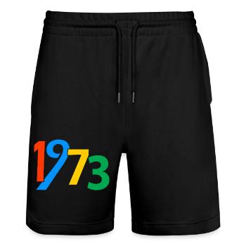 50. Geburtstag 1973 50 Jahre Geschenke für Männer Frauen - Stanley/Stella Unisex Bio Joggingshorts Trainer  - Schwarz - Vorne - Nik (191cm) & Marisol (170cm)