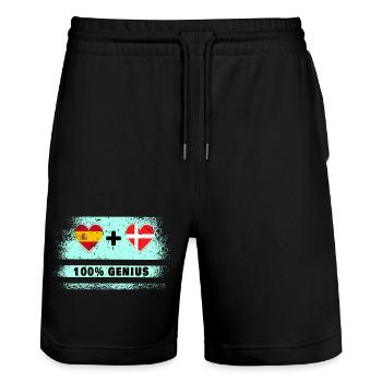 Spanien und Dänemark Flagge 100% genial - Stanley/Stella Unisex Bio Joggingshorts Trainer  - Schwarz - Vorne - Nik (191cm) & Marisol (170cm)