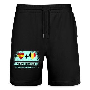Spanien und Belgien Flagge 100% genial - Stanley/Stella Unisex Bio Joggingshorts Trainer  - Schwarz - Vorne - Nik (191cm) & Marisol (170cm)
