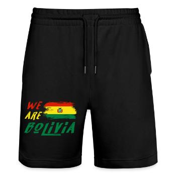 Nous sommes la Bolivie - Short de jogging bio TRAINER Stanley/Stella unisexe - noir - Devant - Nik (191cm) & Marisol (170cm)