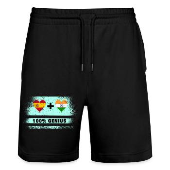 Spanien und Indien Flagge 100% genial - Stanley/Stella Unisex Bio Joggingshorts Trainer  - Schwarz - Vorne - Nik (191cm) & Marisol (170cm)