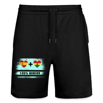 Flagge von Spanien und Ghana 100% genial - Stanley/Stella Unisex Bio Joggingshorts Trainer  - Schwarz - Vorne - Nik (191cm) & Marisol (170cm)