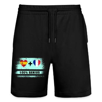 Espagne et France 100% drapeau de génie - Short de jogging bio TRAINER Stanley/Stella unisexe - noir - Devant - Nik (191cm) & Marisol (170cm)