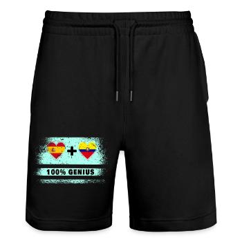 L’Espagne et l’Equateur drapeau 100% génie - Short de jogging bio TRAINER Stanley/Stella unisexe - noir - Devant - Nik (191cm) & Marisol (170cm)