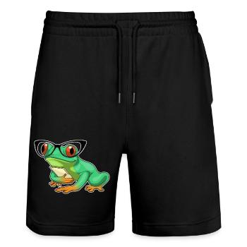 Frosch Sekretärin Brille Büro - Stanley/Stella Unisex Bio Joggingshorts Trainer  - Schwarz - Vorne - Nik (191cm) & Marisol (170cm)