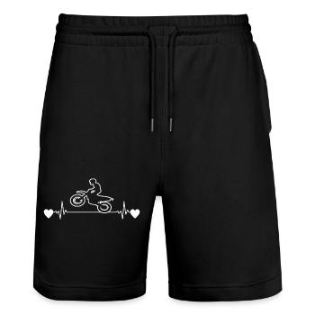 Moto motocross motocycliste Fan de moto - Short de jogging bio TRAINER Stanley/Stella unisexe - noir - Devant - Nik (191cm) & Marisol (170cm)