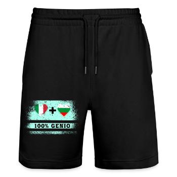 Italien und Bulgarien 100% geniale Flagge - Stanley/Stella Unisex Bio Joggingshorts Trainer  - Schwarz - Vorne - Nik (191cm) & Marisol (170cm)
