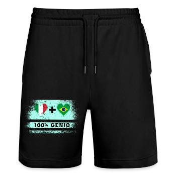 Italie et Brésil 100% drapeau de génie - Short de jogging bio TRAINER Stanley/Stella unisexe - noir - Devant - Nik (191cm) & Marisol (170cm)