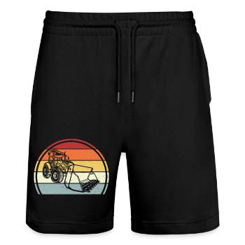 Excavator - Stanley/Stella Trainer Unisex Organic Jogging Shorts - black - Front - Nik (191cm) & Marisol (170cm)