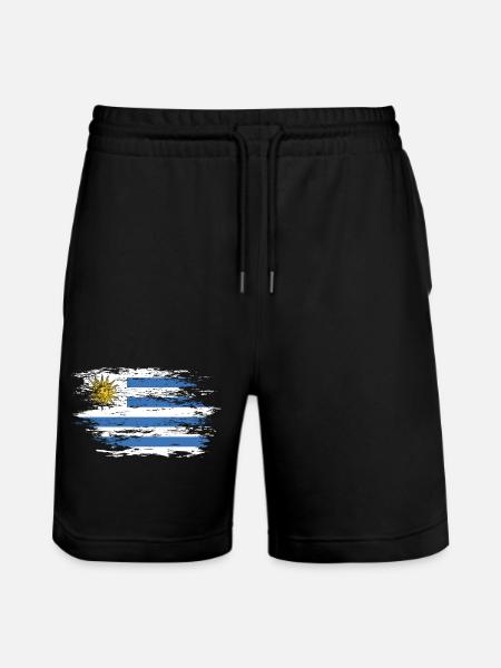 Uruguay flag used - Stanley/Stella Trainer Unisex Organic Jogging Shorts - black
