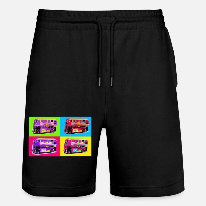 London Pop Art Regenbogenbus - Stanley/Stella Unisex Bio Joggingshorts Trainer  - Schwarz