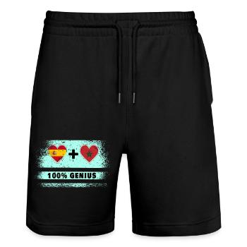 Spanien und Marokko Flagge 100% genial - Stanley/Stella Unisex Bio Joggingshorts Trainer  - Schwarz - Vorne - Nik (191cm) & Marisol (170cm)