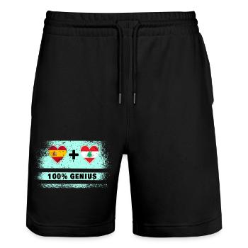 L’Espagne et le Liban drapeaux 100 % génie - Short de jogging bio TRAINER Stanley/Stella unisexe - noir - Devant - Nik (191cm) & Marisol (170cm)