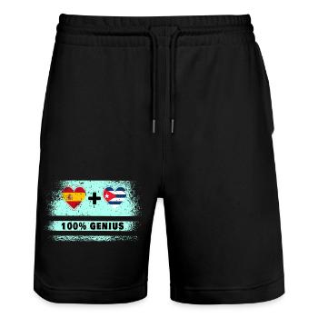 Spanien und Kuba Flagge 100% genial - Stanley/Stella Unisex Bio Joggingshorts Trainer  - Schwarz - Vorne - Nik (191cm) & Marisol (170cm)