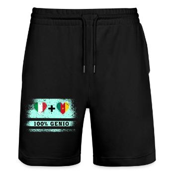 Italie et Cameroun 100% drapeau de génie - Short de jogging bio TRAINER Stanley/Stella unisexe - noir - Devant - Nik (191cm) & Marisol (170cm)