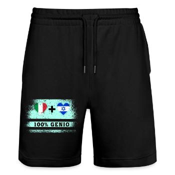 Italie et Israël 100% drapeau de génie - Short de jogging bio TRAINER Stanley/Stella unisexe - noir - Devant - Nik (191cm) & Marisol (170cm)