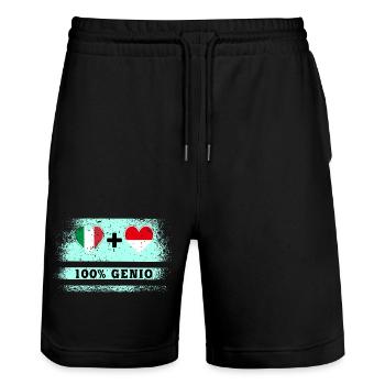 Italie et Indonésie 100 % Flag Engineers - Short de jogging bio TRAINER Stanley/Stella unisexe - noir - Devant - Nik (191cm) & Marisol (170cm)